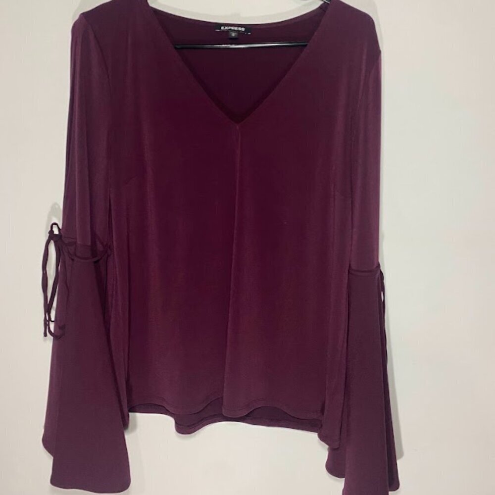 Express Burgundy Bell Sleeve Blouse